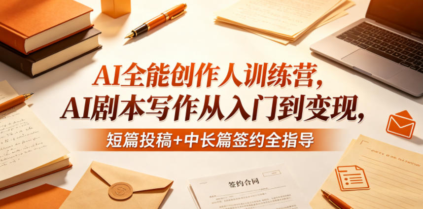 AI全能创作人训练营，AI剧本写作从入门到变现，短篇投稿+中长篇签约全指导-轻资本网