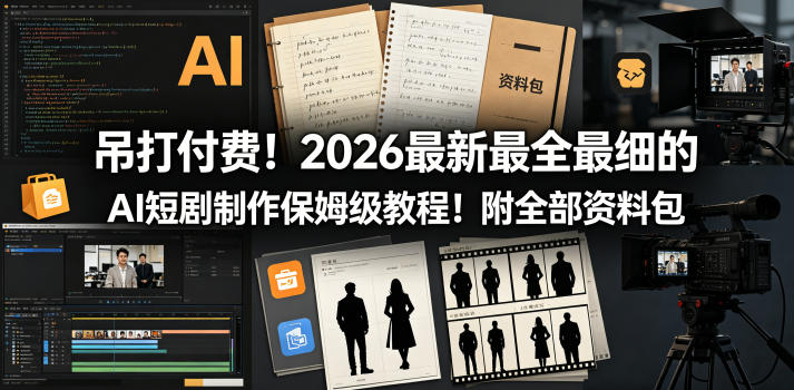 吊打付费!2026最新最全最细的AI短剧制作保姆级教程!附全部资料包