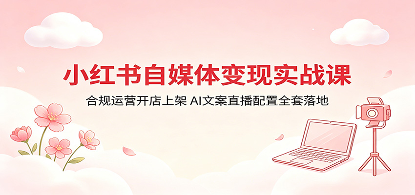 小红书自媒体变现实战课：合规运营开店上架，AI文案直播配置全套落地-轻资本网