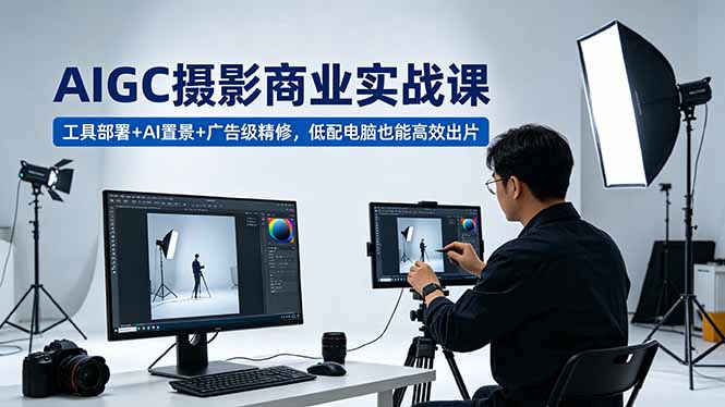 AIGC 摄影商业实战课，工具部署+AI置景+广告级精修，低配电脑也能高效出片-轻资本网