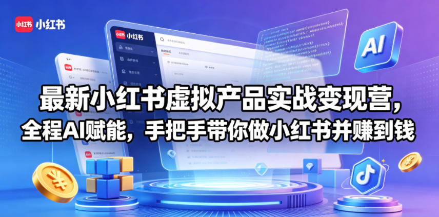 最新小红书虚拟产品实战变现营，全程AI赋能，手把手带你做小红书并赚到钱-轻资本网