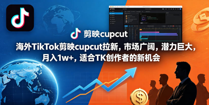 海外TikTok剪映cupcut拉新,市场广阔,潜力巨大,月入1w+,适合TK创作者的新机会