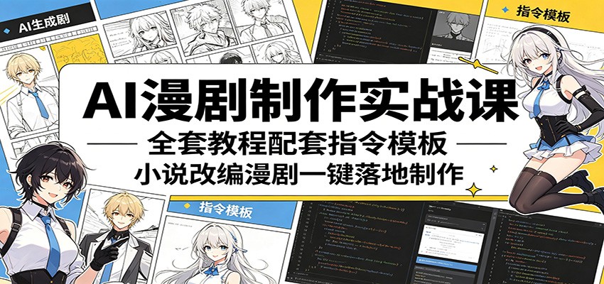 AI漫剧制作实战课：全套教程配套指令模板，小说改编漫剧一键落地制作-轻资本网