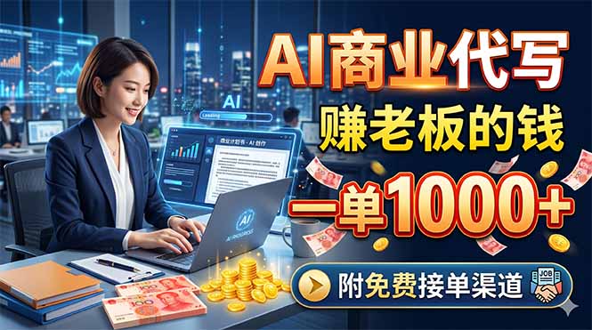 AI商业代写，赚老板的钱，一单1000+，附免费接单渠道-轻资本网