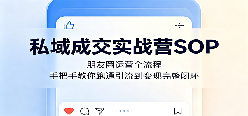 私域成交实战营SOP:朋友圈运营全流程,手把手教你跑通引流到变现完整闭环-轻资本网