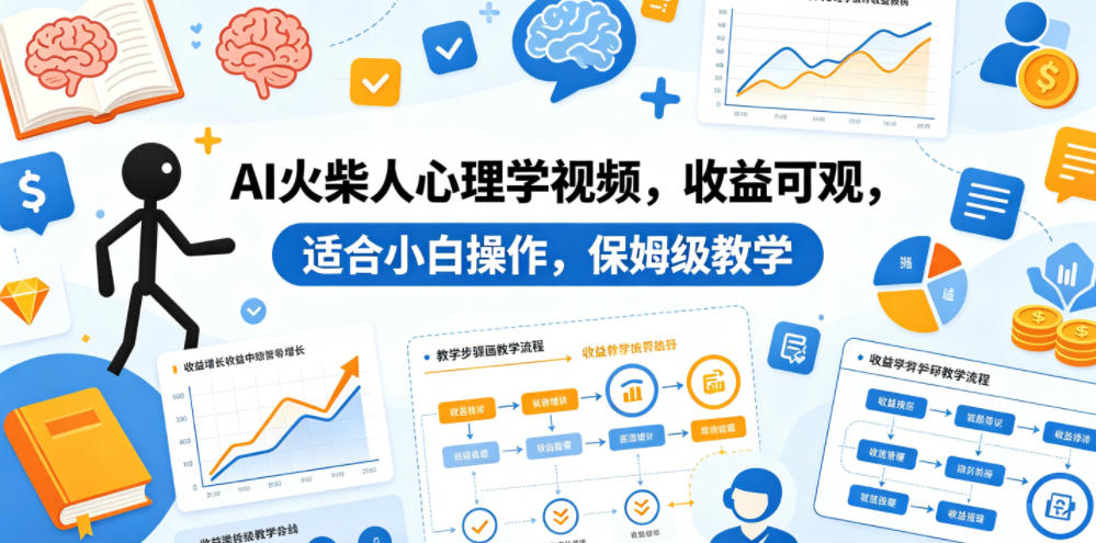 AI火柴人心理学视频，收益可观，适合小白操作，保姆级教学-轻资本网