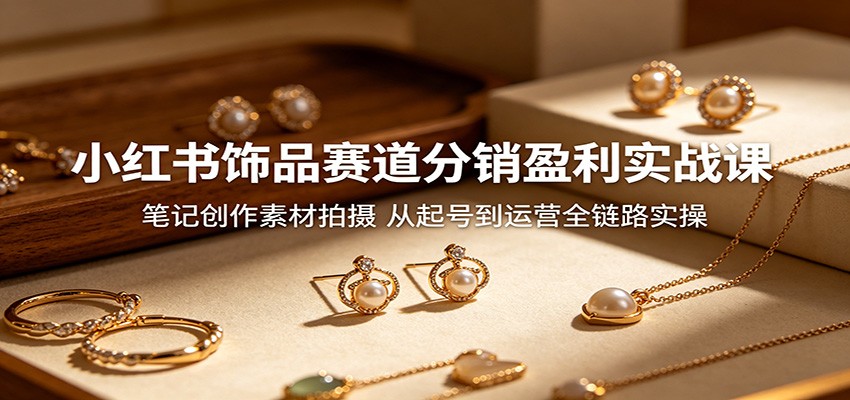 小红书饰品赛道分销盈利实战课：笔记创作素材拍摄，从起号到运营全链路实操-轻资本网