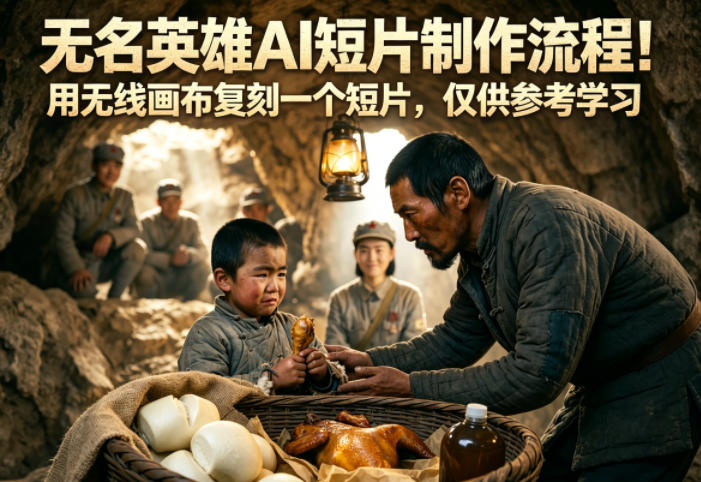无名英雄AI短片制作流程！用无线画布复刻一个短片，仅供参考学习-轻资本网