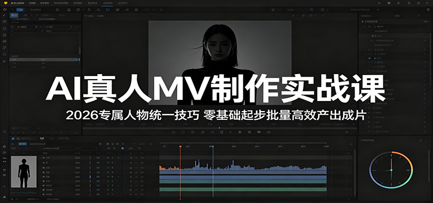 AI真人MV制作实战课：2026专属人物统一技巧，零基础起步批量高效产出成片-轻资本网