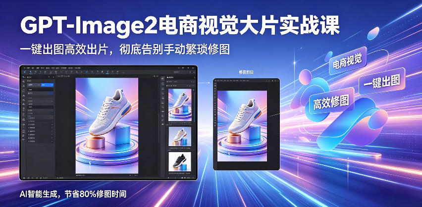 GPT-Image2电商视觉大片实战课,一键出图高效出片,彻底告别手动繁琐修图