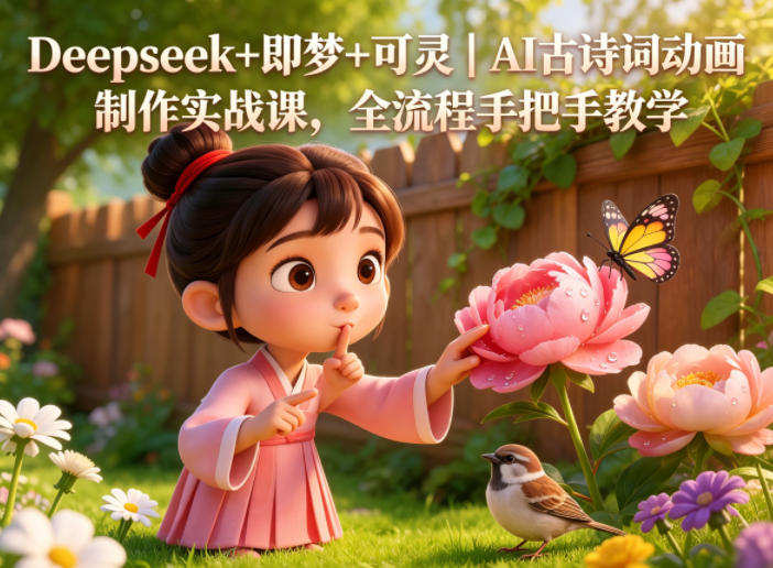Deepseek+即梦+可灵｜AI古诗词动画制作实战课，全流程手把手教学-轻资本网