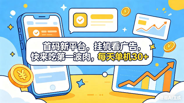 首码新平台,挂G自动看广告,快来吃第一波肉,每天单机30+,可矩阵放大【揭秘】