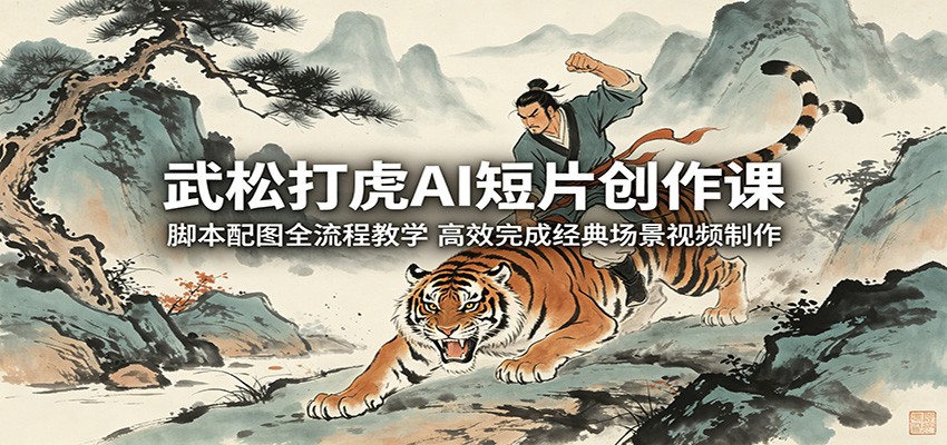 武松打虎AI短片创作课：脚本配图全流程教学，高效完成经典场景视频制作-轻资本网