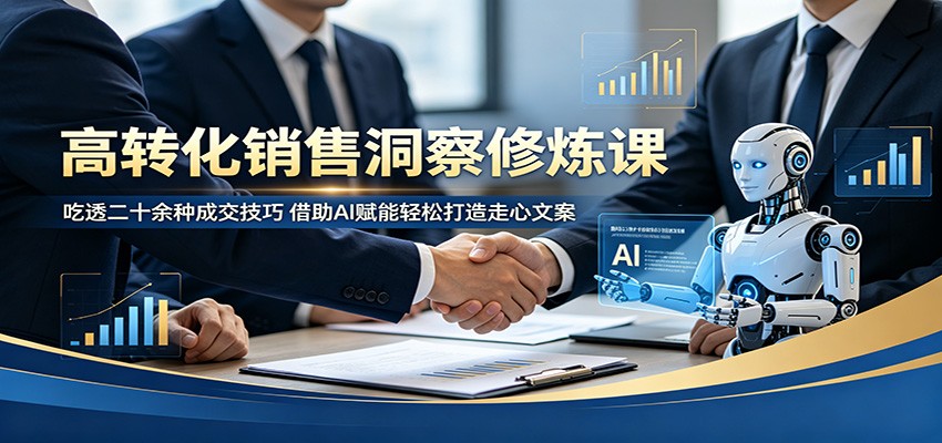 高转化销售洞察修炼课：吃透二十余种成交技巧，借助AI赋能轻松打造走心文案-轻资本网