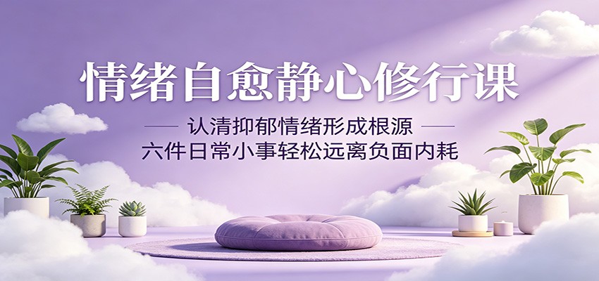 情绪自愈静心修行课：认清抑郁情绪形成根源，六件日常小事轻松远离负面内耗-轻资本网