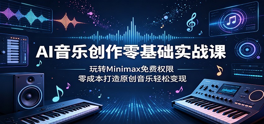 AI音乐创作零基础实战课：玩转Minimax免费权限，零成本打造原创音乐轻松变现-轻资本网