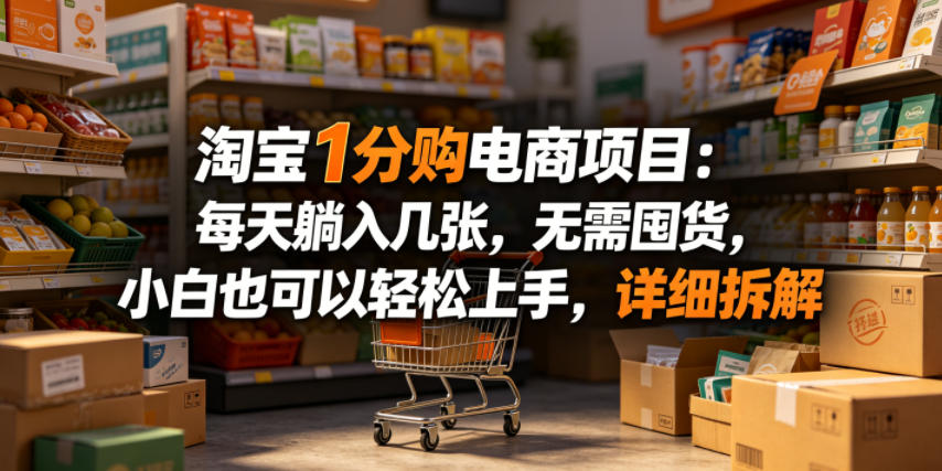 淘宝1分购电商项目：每天躺入几张，无需囤货，小白也可以轻松上手，详细拆解-轻资本网