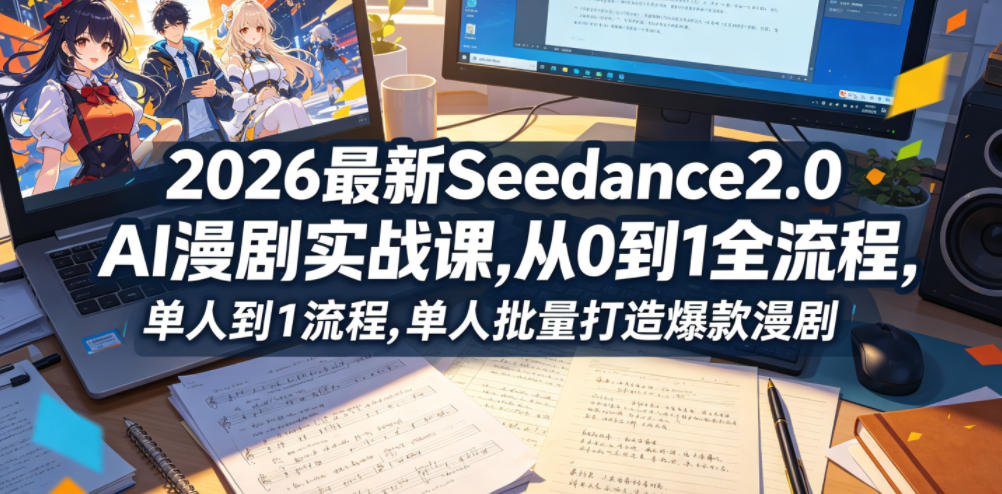 2026最新Seedance2.0 AI漫剧实战课,，从0到1全流程，单人批量打造爆款漫剧-轻资本网