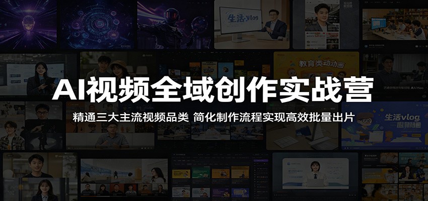 AI视频全域创作实战营：精通三大主流视频品类，简化制作流程实现高效批量出片-轻资本网