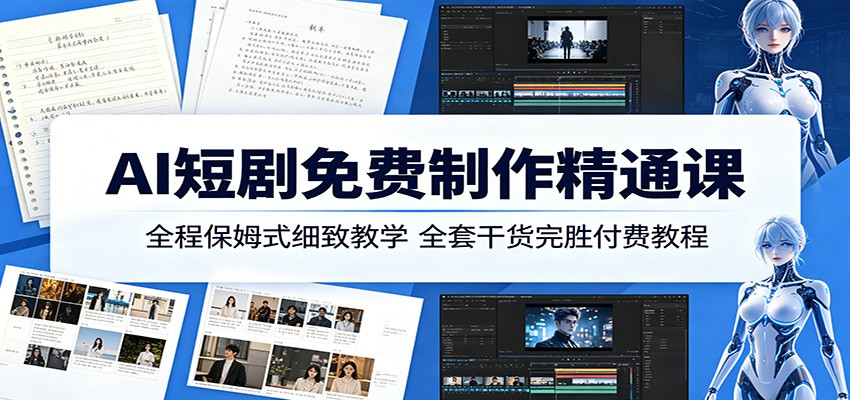 AI短剧免费制作精通课：全程保姆式细致教学，全套干货完胜付费教程-轻资本网