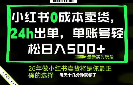小红书0成本AI卖货，24小时出单，全流程托管，保底日入500+，每天十几分钟就够了【揭秘】-轻资本网