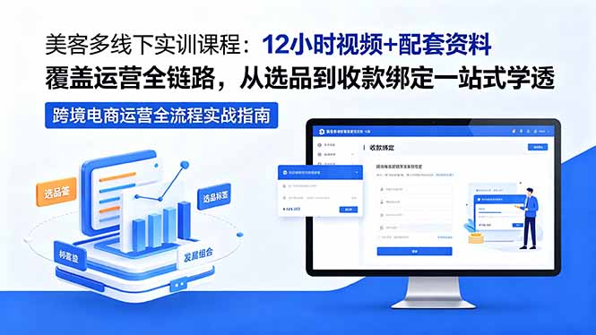 美客多线下实训课程：12小时视频+配套资料覆盖运营全链路，从选品到收款绑定一站式学透-轻资本网