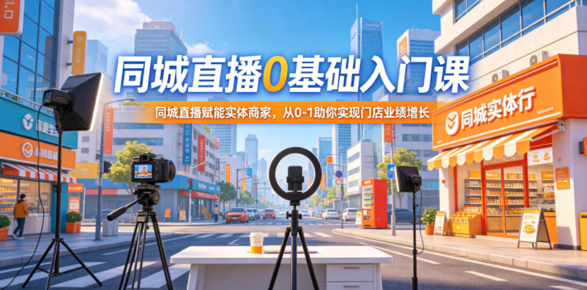 同城直播0基础入门课，同城直播赋能实体商家，从0-1助你实现门店业绩增长-轻资本网