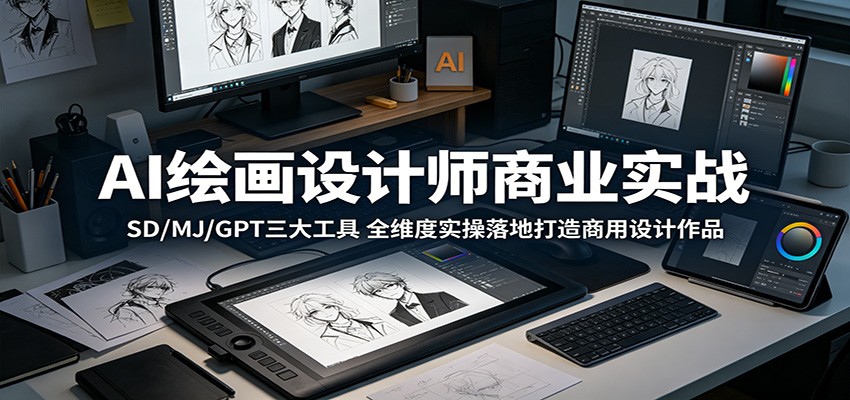 AI绘画设计师商业实战：SD/MJ/GPT三大工具，全维度实操落地打造商用设计作品-轻资本网