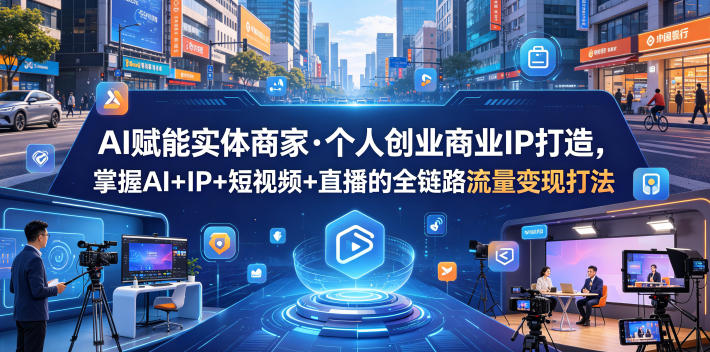 AI赋能实体商家·个人创业商业IP打造，掌握AI+IP+短视频+直播的全链路流量变现打法-轻资本网
