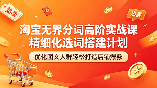 淘宝无界分词高阶实战课 精细化选词搭建计划 优化图文人群轻松打造店铺爆款-轻资本网