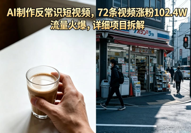 AI制作反常识短视频，72条视频涨粉102.4W，流量火爆，详细项目拆解-轻资本网
