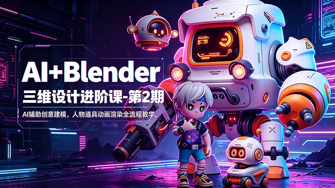 AI+Blender三维设计进阶课-第2期：AI辅助创意建模，人物道具动画渲染全流程教学-轻资本网
