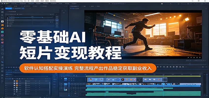 零基础AI短片变现教程：软件认知搭配实操演练，完整流程产出作品稳定获取副业收入-轻资本网