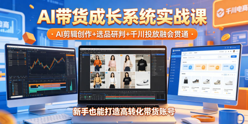 AI带货成长系统实战课，AI剪辑创作+选品研判+千川投放融会贯通，新手也能打造高转化带货账号(更新2026年)-轻资本网