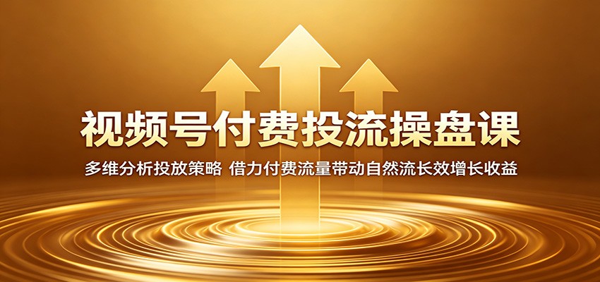 视频号付费投流操盘课：多维分析投放策略，借力付费流量带动自然流长效增长收益-轻资本网