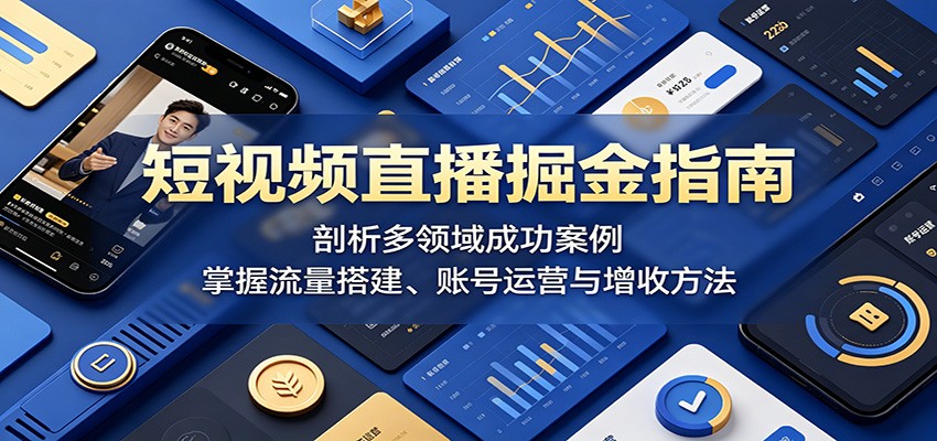 短视频直播掘金指南：剖析多领域成功案例，掌握流量搭建、账号运营与增收方法-轻资本网