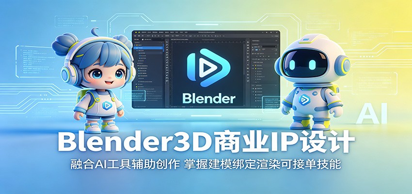 Blender3D商业IP设计：融合AI工具辅助创作，掌握建模绑定渲染可接单技能-轻资本网