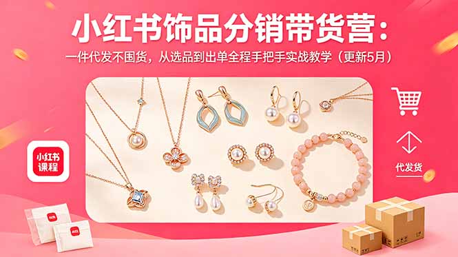 小红书饰品分销带货营：一件代发不囤货，从选品到出单全程手把手实战教学(更新5月-轻资本网