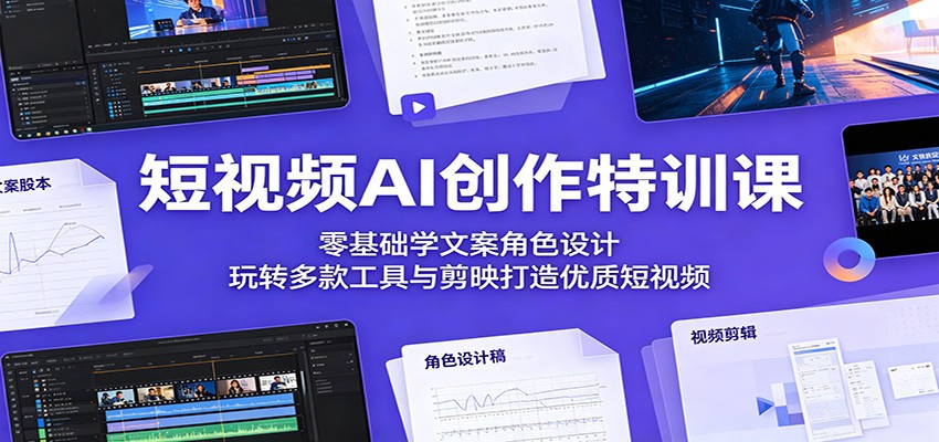 短视频AI创作特训课：零基础学文案角色设计，玩转多款工具与剪映打造优质短视频-轻资本网