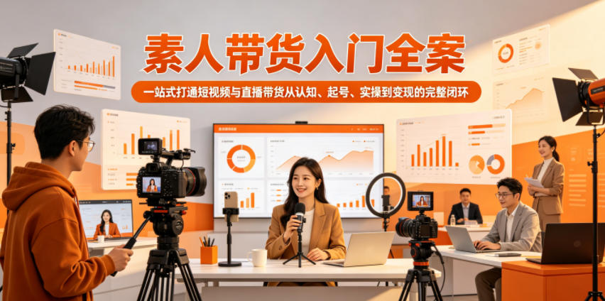 素人带货入门全案，一站式打通短视频与直播带货从认知、起号、实操到变现的完整闭环-轻资本网