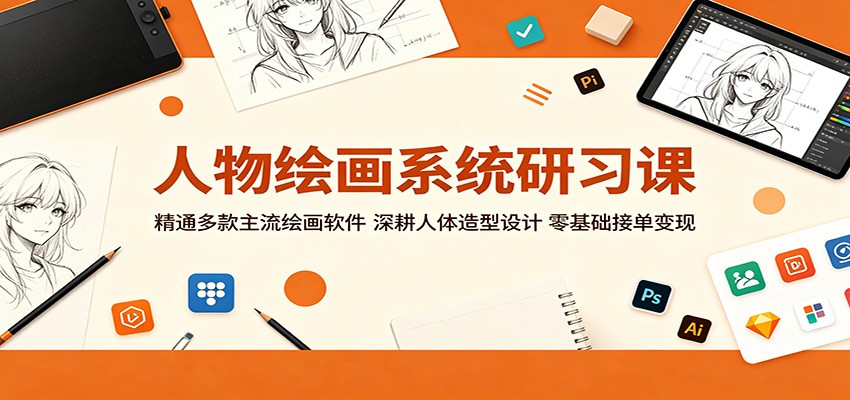 人物绘画系统研习课：精通多款主流绘画软件，深耕人体造型设计，零基础接单变现-轻资本网