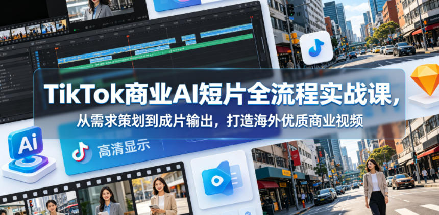 TikTok商业AI短片全流程实战课，从需求策划到成片输出，打造海外优质商业视频-轻资本网