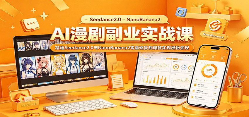 AI漫剧副业实战课：精通Seedance2.0与NanoBanana2零基础复刻爆款实现涨粉变现-轻资本网