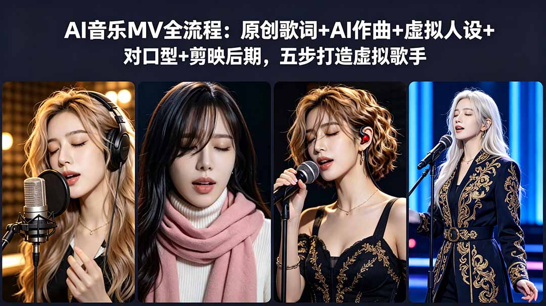 AI音乐MV全流程：原创歌词+AI作曲+虚拟人设+对口型+剪映后期，五步打造虚拟歌手-轻资本网