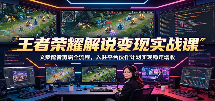王者荣耀解说变现实战课：文案配音剪辑全流程，入驻平台伙伴计划实现稳定增收-轻资本网
