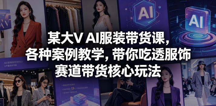某大V AI服装带货课，各种案例教学，带你吃透服饰赛道带货核心玩法-轻资本网