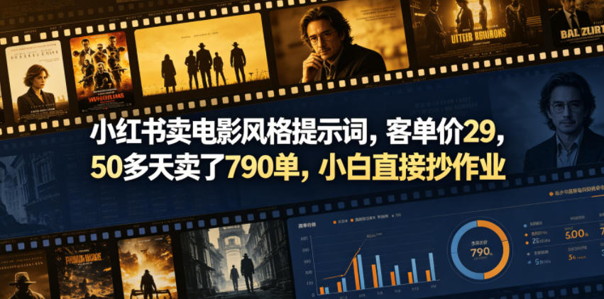 小红书卖电影风格提示词，客单价29，50多天卖了790单，小白直接抄作业！-轻资本网