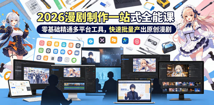 2026 AI漫剧制作一站式全能课，零基础精通多平台工具，快速批量产出原创漫剧-轻资本网