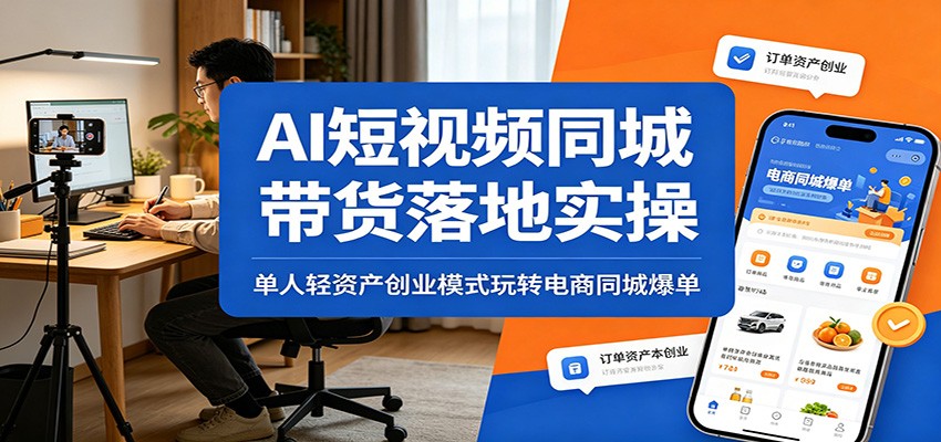 AI短视频同城带货落地实操：单人轻资产创业模式玩转电商同城爆单-轻资本网