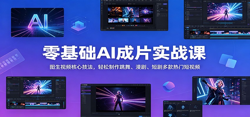 零基础AI成片实战课：图生视频核心技法，轻松制作跳舞、漫剧、短剧多款热门短视频-轻资本网